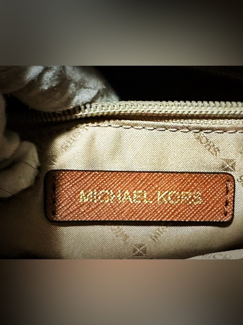 Michael Kors shoulder Bag Satchel with Tan Trim & Gold Accents tote bag - Picture 8 of 17